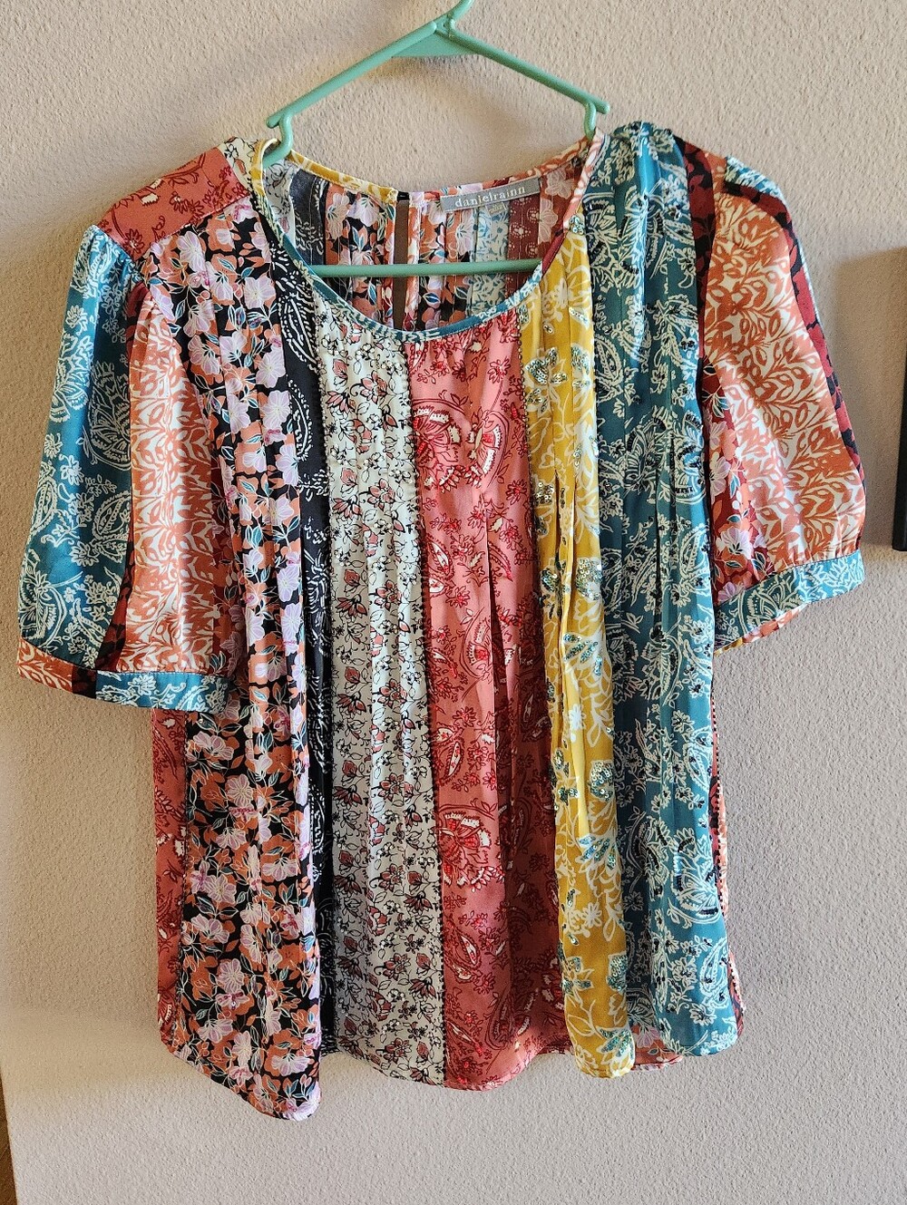 Daniel Rainn Colorful Beaded Blouse M